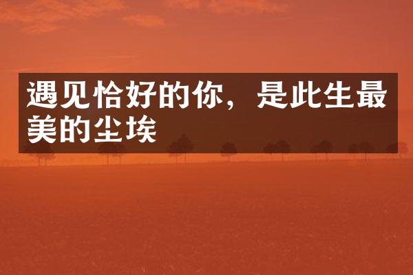 遇见恰好的你，是此生最美的尘埃