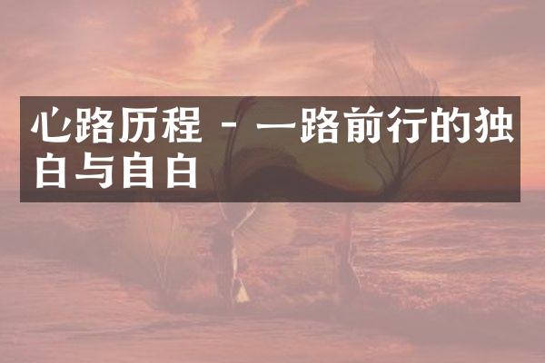 心路 - 前行的独白与自白