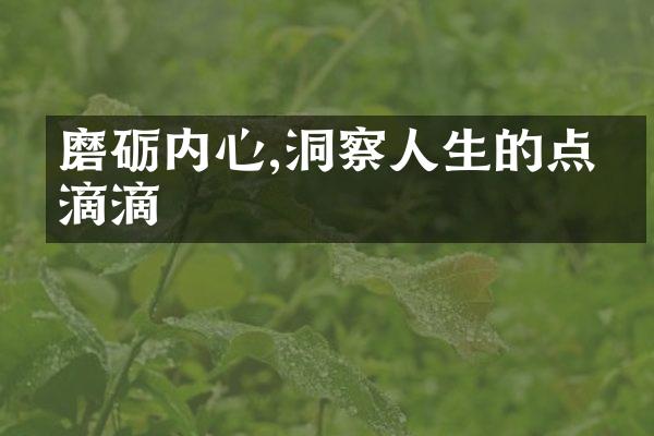 磨砺内心,洞察人生的点点滴滴