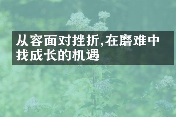 从容面对挫折,在磨难中寻找成长的机遇