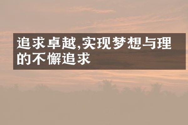 追求卓越,实现梦想与理想的不懈追求