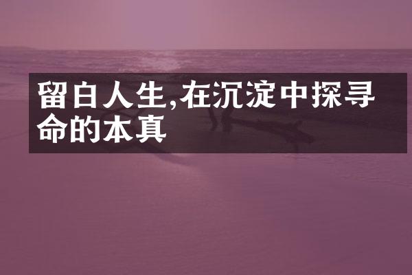 留白人生,在沉淀中探寻生命的本真