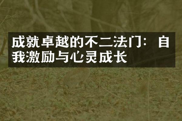 成就卓越的不二法门：自我激励与心灵成长