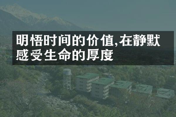 明悟时间的价值,在静默中感受生命的厚度