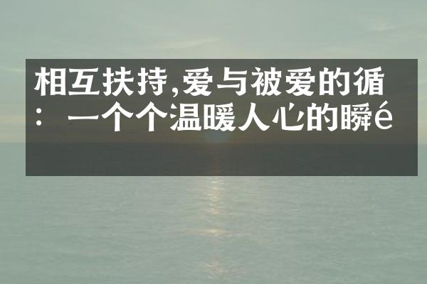 相互扶持,爱与被爱的循环：一个个温暖人心的瞬间