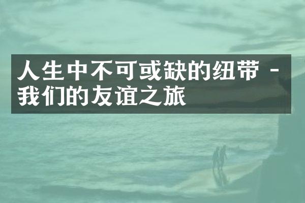 人生中不可或缺的纽带 - 我们的友谊之旅