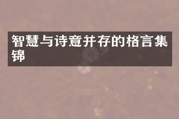 智慧与诗意并存的格言集锦