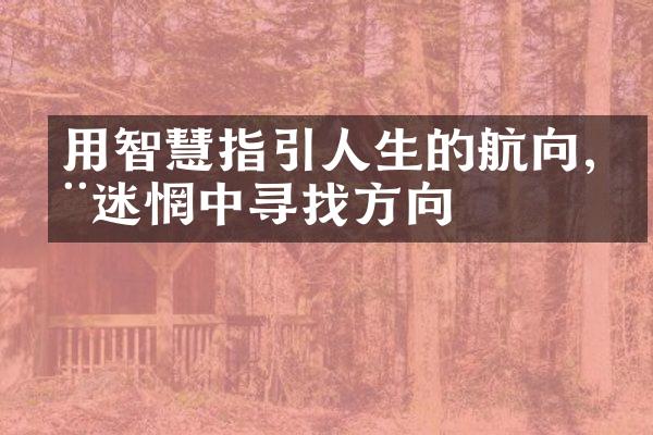 用智慧指引人生的航向,在迷惘中寻找方向