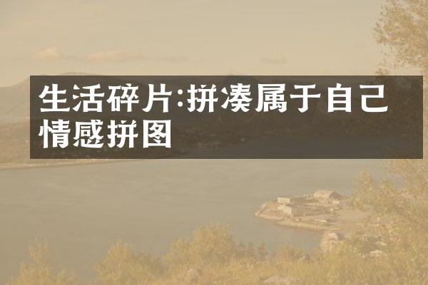 生活碎片:拼凑属于自己的情感拼图