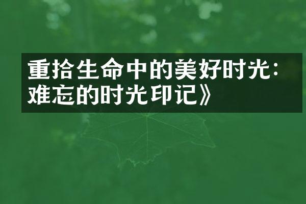 重拾生命中的美好时光:《难忘的时光印记》
