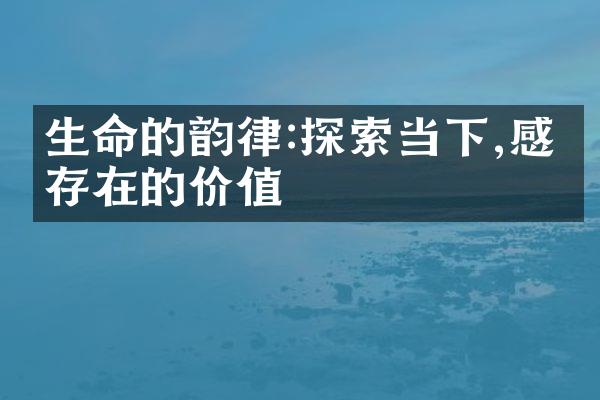 生命的韵律:探索当下,感受存在的价值