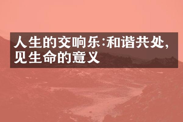 人生的交响乐:和谐共处,洞见生命的意义
