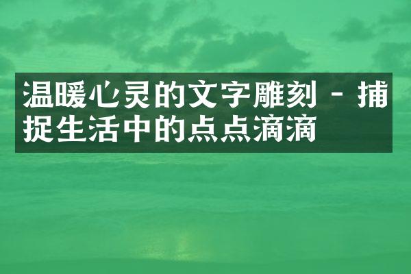 温暖心灵的文字雕刻 - 捕捉生活中的点点滴滴