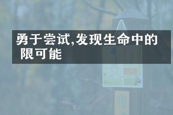 勇于尝试,发现生命中的无限可能