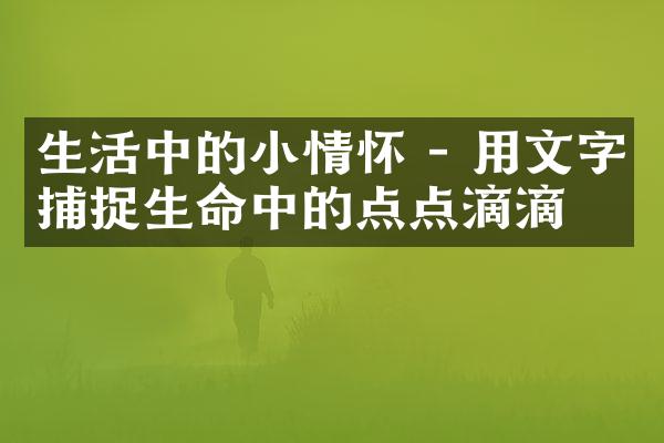 生活中的小情怀 - 用文字捕捉生命中的点点滴滴