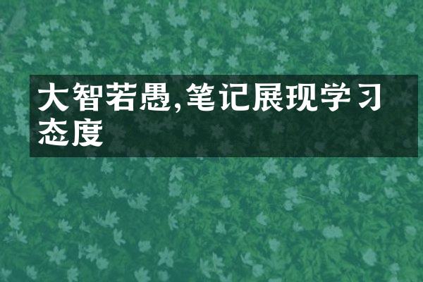 大智若愚,笔记展现学的态度