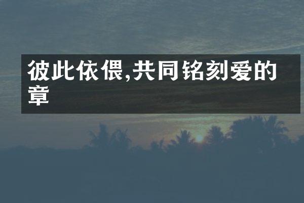 彼此依偎,共同铭刻爱的篇章