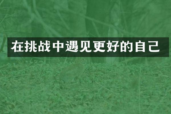 在挑战中遇见更好的自己