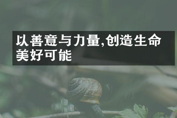 以善意与力量,创造生命的美好可能