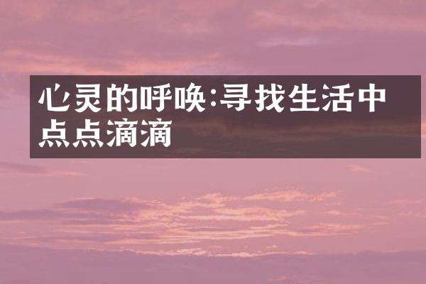 心灵的呼唤:寻找生活中的点点滴滴