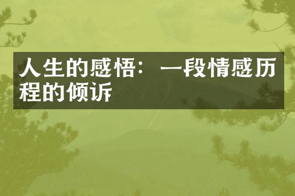 人生的感悟：一段情感的倾诉
