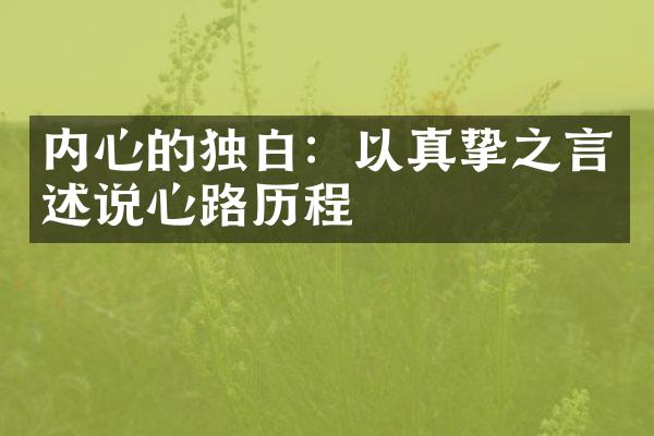 内心的独白：以真挚之言述说心路