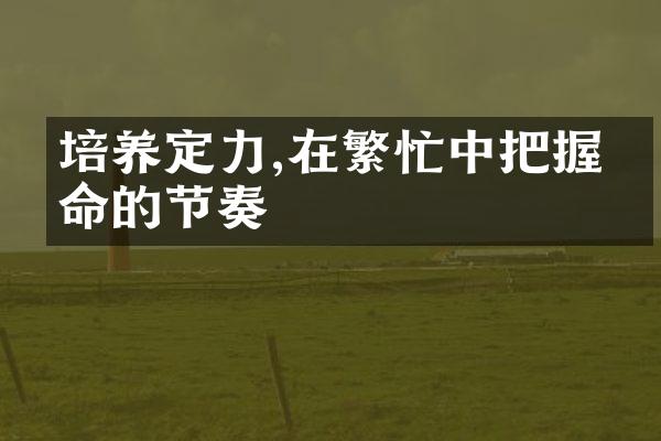 培养定力,在繁忙中把握生命的节奏