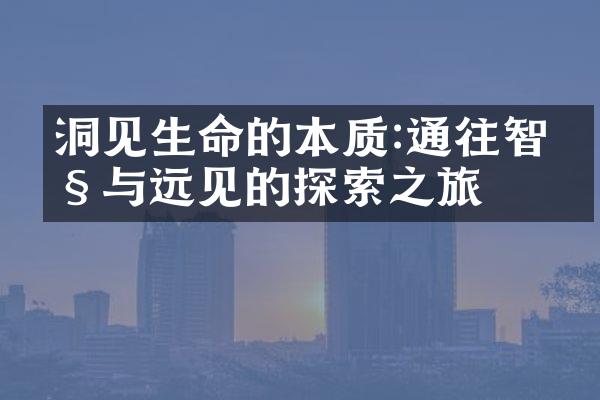 洞见生命的本质:通往智慧与远见的探索之旅