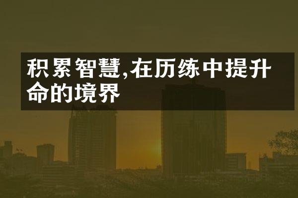 积累智慧,在历练中提升生命的境界