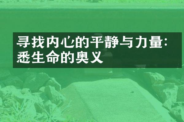 寻找内心的平静与力量:洞悉生命的奥义