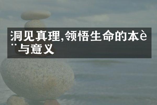 洞见真理,领悟生命的本质与意义