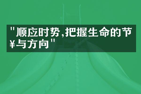 "顺应时势,把握生命的节奏与方向"