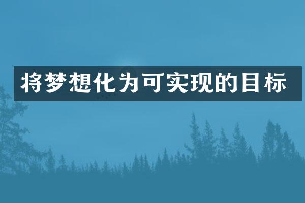 将梦想化为可实现的目标