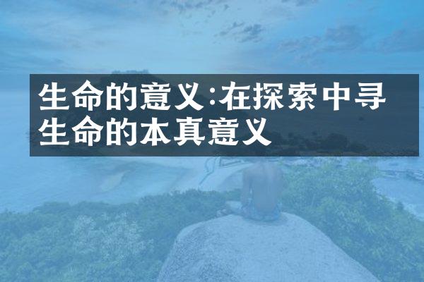 生命的意义:在探索中寻找生命的本真意义