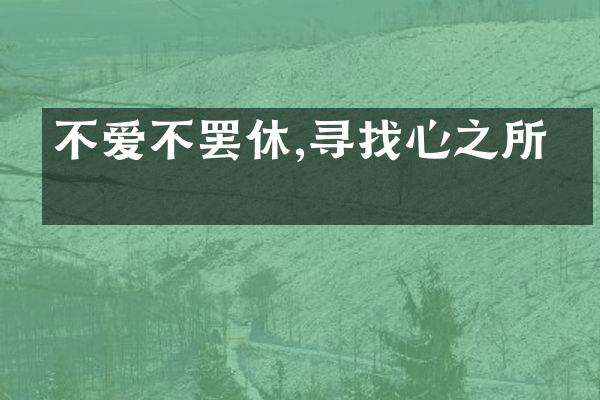 不爱不罢休,寻找心之所系