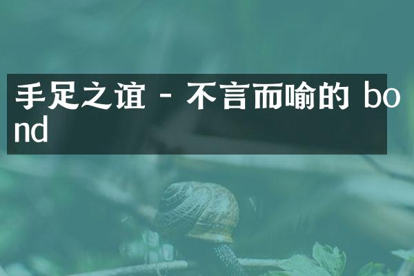 手足之谊 - 不言而喻的 bond