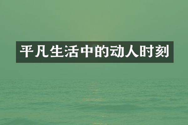 平凡生活中的动人时刻