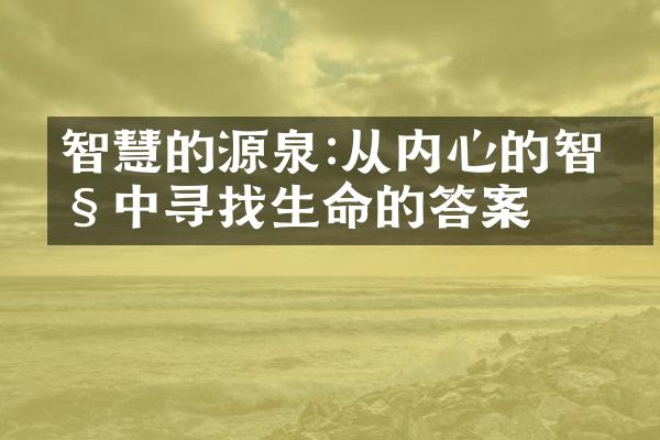 智慧的源泉:从内心的智慧中寻找生命的答案