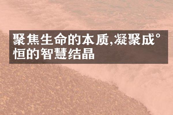 聚焦生命的本质,凝聚成永恒的智慧结晶