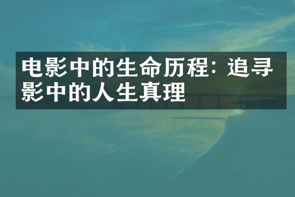 电影中的生命: 追寻电影中的人生真理