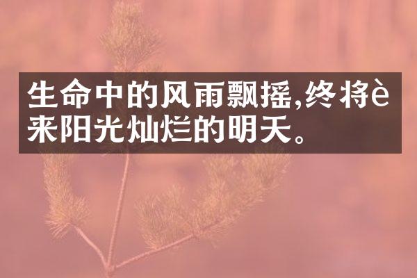生命中的风雨飘摇,终将迎来阳光灿烂的明天。