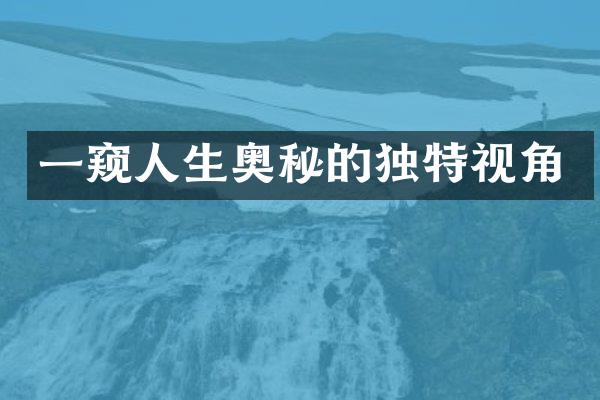 一窥人生奥秘的独特视角