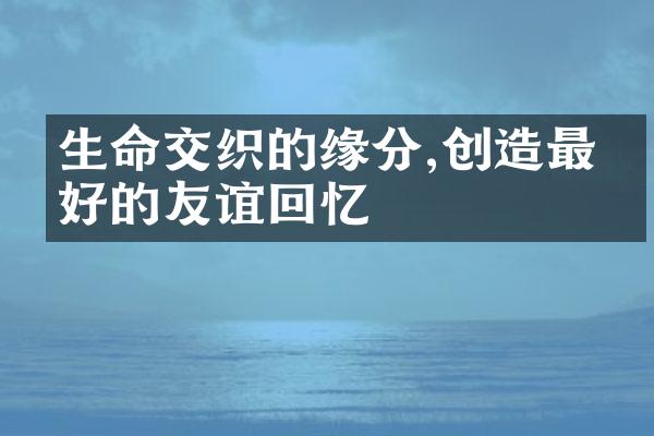 生命交织的缘分,创造最美好的友谊回忆