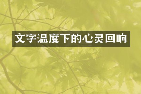 文字温度下的心灵回响