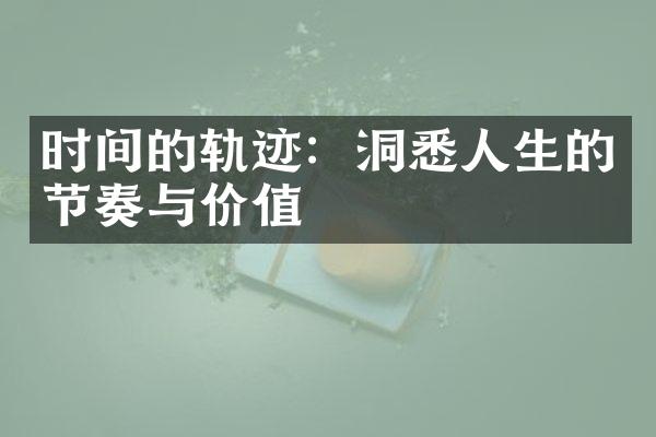 时间的轨迹：洞悉人生的节奏与价值
