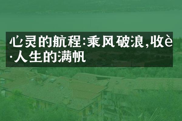 心灵的航程:乘风破浪,收获人生的满帆