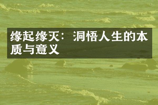 缘起缘灭：洞悟人生的本质与意义