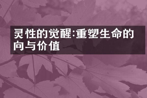 灵性的觉醒:重塑生命的方向与价值