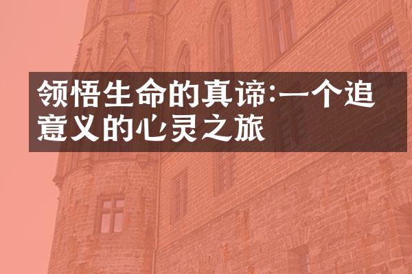 领悟生命的真谛:一个追寻意义的心灵之旅