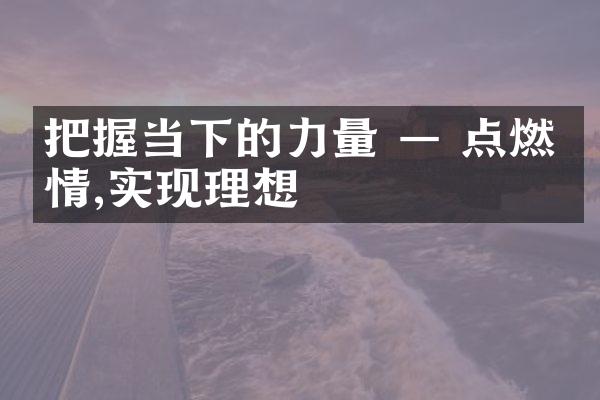 把握当下的力量 &mdash; 点燃,实现理想